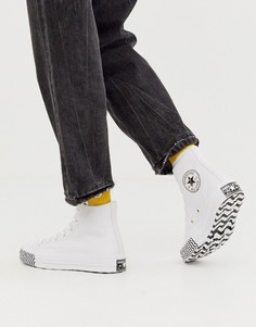 Белые высокие кожаные кеды Converse Chuck 70