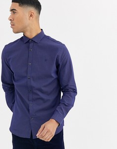 Темно-синяя приталенная рубашка с длинными рукавами Jack & Jones - Темно-синий