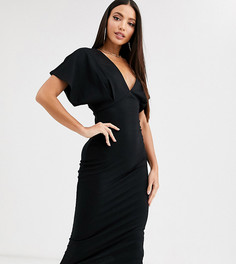 Платье миди из ткани понте с рукавами летучая мышь ASOS DESIGN Tall - Черный
