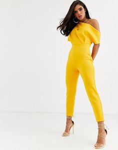 Комбинезон на одно плечо с защипами ASOS DESIGN - Желтый
