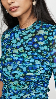 GANNI Printed Mesh Dress