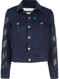 Off-White diagonal striped sleeve denim jacket