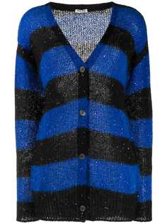 Miu Miu sequins embellishment striped cardigan