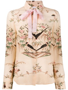 Red Valentino рубашка с воротником Питер Пэн и принтом