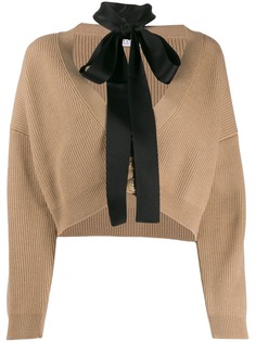 Red Valentino укороченный кардиган с завязками на воротнике
