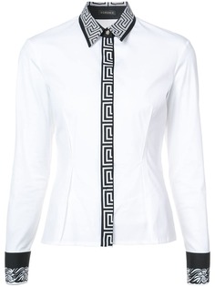 Versace рубашка с узорчатыми вставками Greek Key