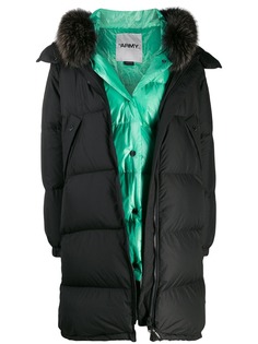 Yves Salomon layered fox fur trim coat