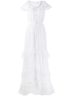 Off-White кружевное платье макси с принтом