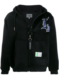 Icosae embroidered logo zipped hoodie