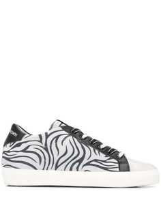 Leather Crown zebra print low-top sneakers