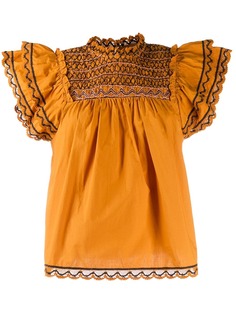 Ulla Johnson embroidered ruffle sleeve top