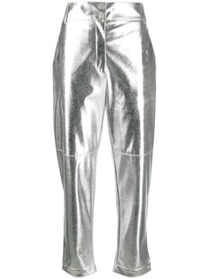 Pinko брюки с эффектом металлик