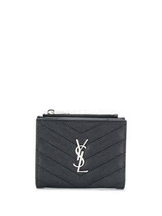 Saint Laurent стеганый кошелек с декором Monogram