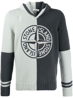 Stone Island two-tone logo hoodie