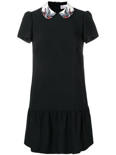 Red Valentino платье с вышивкой ласточек на воротнике