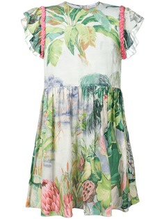 Red Valentino платье мини с цветочным принтом и плетением