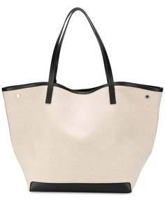 The Row leather trim linen tote