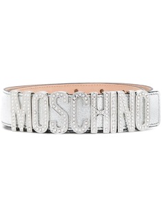 Moschino embellished logo plaque belt