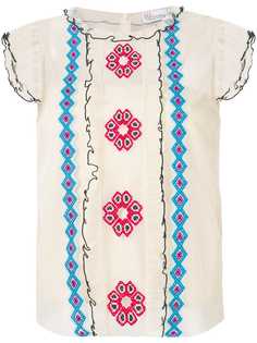 Red Valentino блузка из тюля с вышивкой