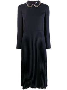 Red Valentino crystal-embellished pleated dress