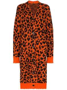 R13 leopard print cashmere cardigan-dress
