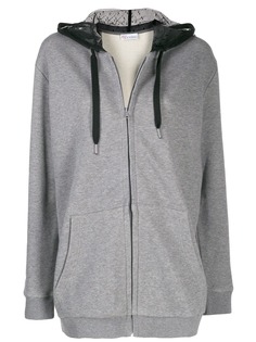 Red Valentino point dEsprit tulle zipped hoodie
