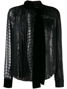 Sacai полупрозрачная блузка с плиссировкой