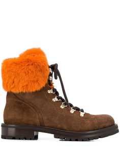 Ermanno Scervino orange rabbit fur trim boots