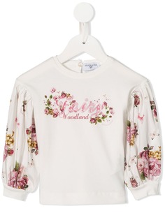 Monnalisa топ с длинными рукавами и цветочным принтом