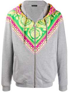 Versace Barocco-print panel zipped hoodie