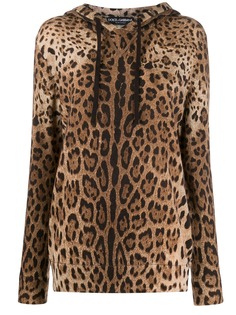 Dolce & Gabbana cashmere knitted leopard hoodie