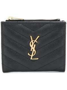 Saint Laurent стеганый кошелек с декором Monogram