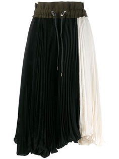 Sacai color-block pleated skirt