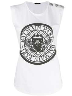 Balmain logo emblem tank top
