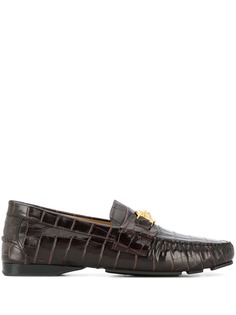 Versace crocodile effect embossed loafers