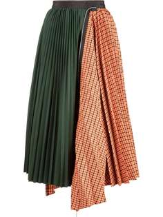 Sacai asymmetric pleat midi skirt