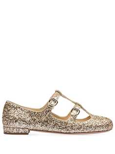 Miu Miu glitter buckled ballerinas