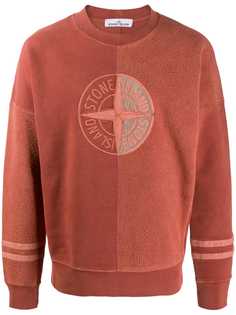 Stone Island logo fleece panelled sweatshirt
