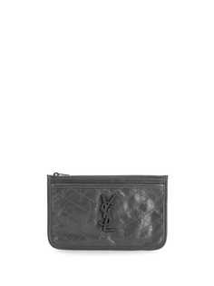 Saint Laurent wrinkled zipped monogram wallet