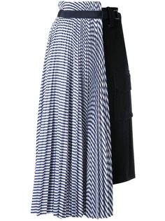 Sacai striped hybrid skirt