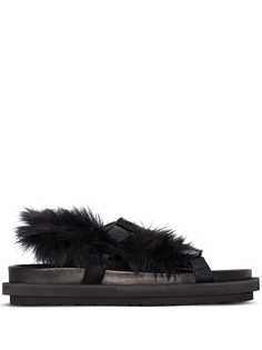 Sacai faux fur buckled sandals