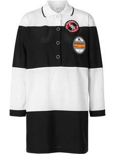 Burberry платье-рубашка поло с полосками и логотипом