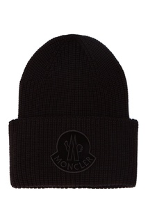 Черная шапка из шерсти Moncler