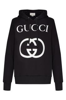 Черное худи с логотипом Gucci Man