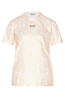 Футболка с золотистым принтом Msgm