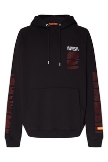 Черное худи с надписями Heron Preston