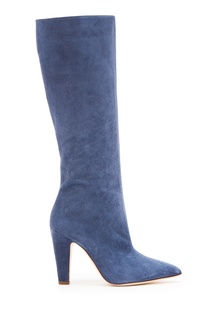 Голубые замшевые сапоги Lina Manolo Blahnik