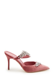 Бордовые мюли из бархата Lurum Manolo Blahnik