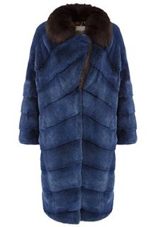 Шуба из аукционного меха норки KOPENHAGEN FUR с отделкой мехом куницы Vericci