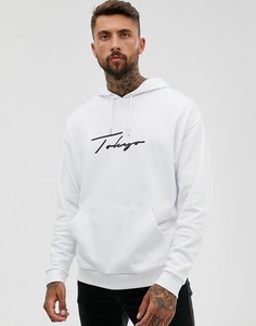 Белый худи-oversize с принтом Tokyo ASOS DESIGN - Белый